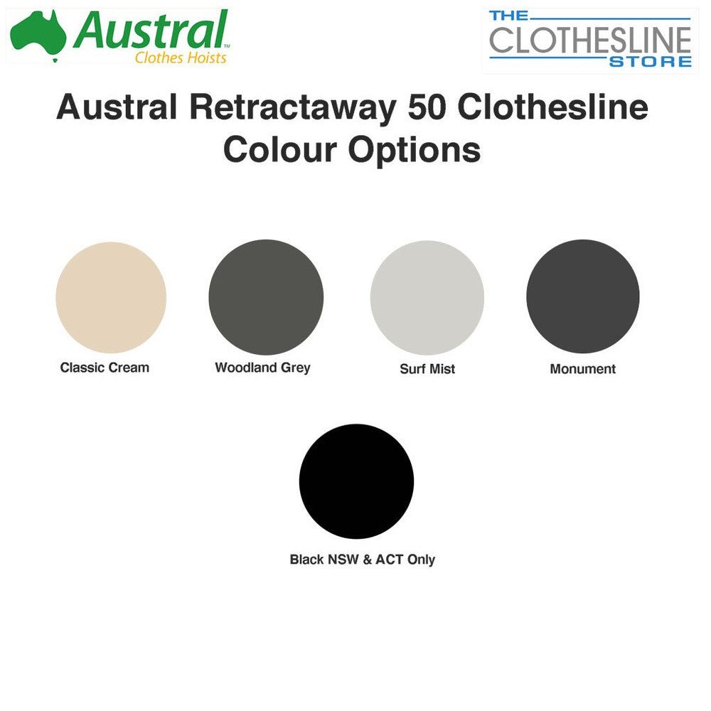 Austral Retractaway 50 Retracting Clothesline Colours