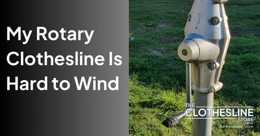 Close up of the handle to wind up a rotary hoist