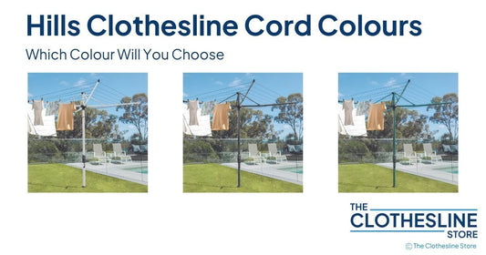 The Clothesline Store Hills Clothesline Cord Colours with Three Folding Rotarys in Colours Green Monument and Surfmist