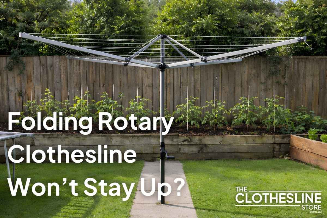 Title image for blog Folding Rotary Clothesline Won't Stay Up. The Clothesline Store.