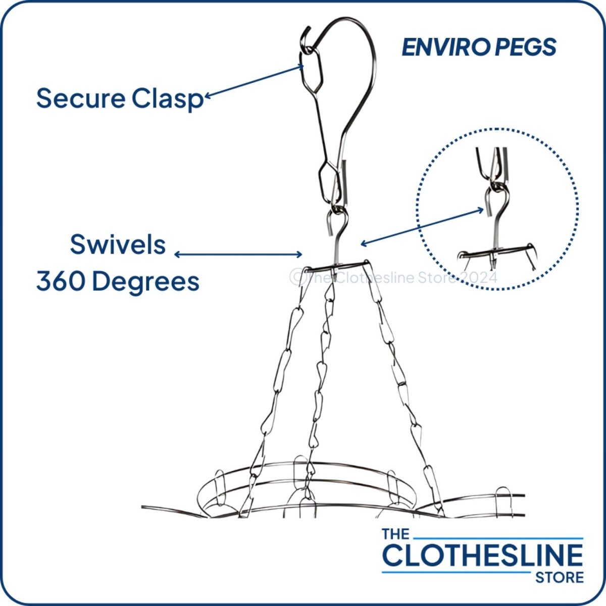 Flower Stainless Steel Sock Hanger With 20 x 316 Marine Grade Pegs