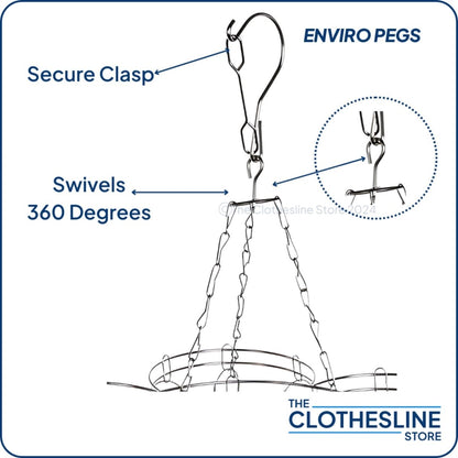 Flower Stainless Steel Sock Hanger With 20 x 316 Marine Grade Pegs