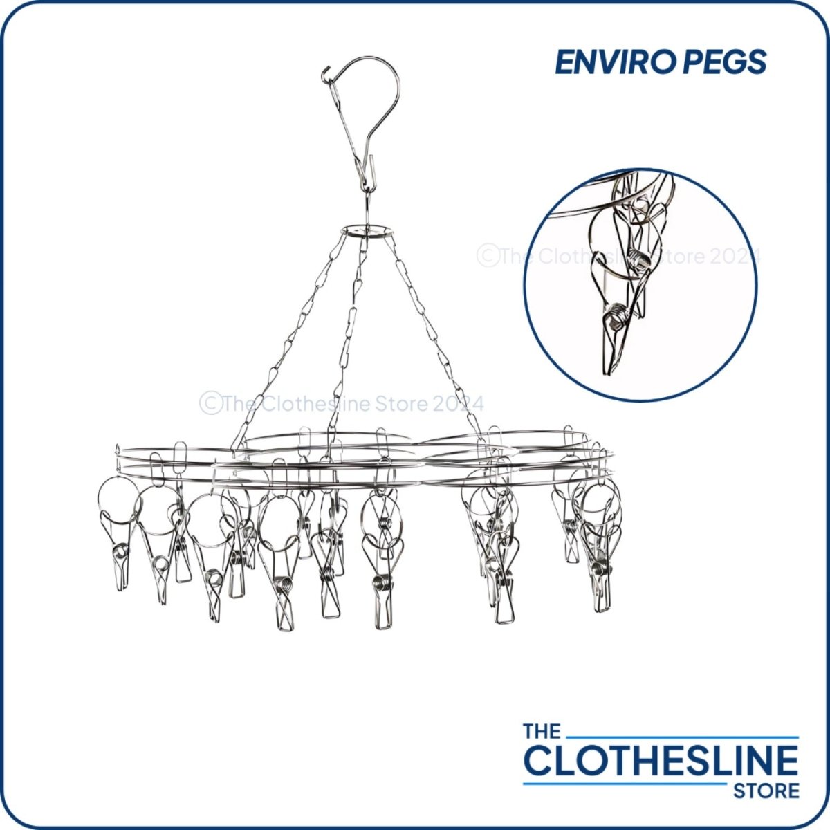 Flower Stainless Steel Sock Hanger With 20 x 316 Marine Grade Pegs