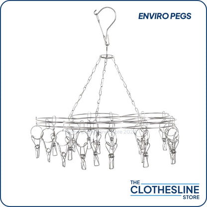 Flower Stainless Steel Sock Hanger With 20 x 316 Marine Grade Pegs