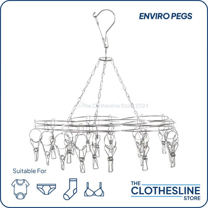Flower Stainless Steel Sock Hanger With 20 x 316 Marine Grade Pegs