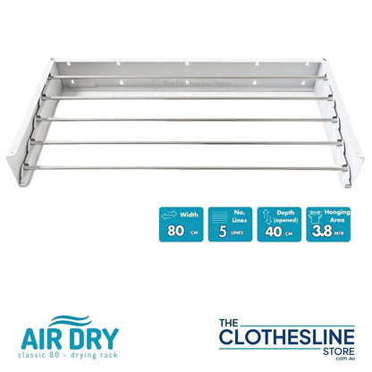 Air Dry Classic 80 Wall‑Mount Clothes Airer | Fold‑Down Drying Rack