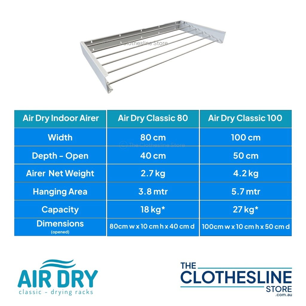 Air Dry Classic 80 Wall‑Mount Clothes Airer | Fold‑Down Drying Rack