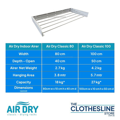 Air Dry Classic 80 Wall‑Mount Clothes Airer | Fold‑Down Drying Rack