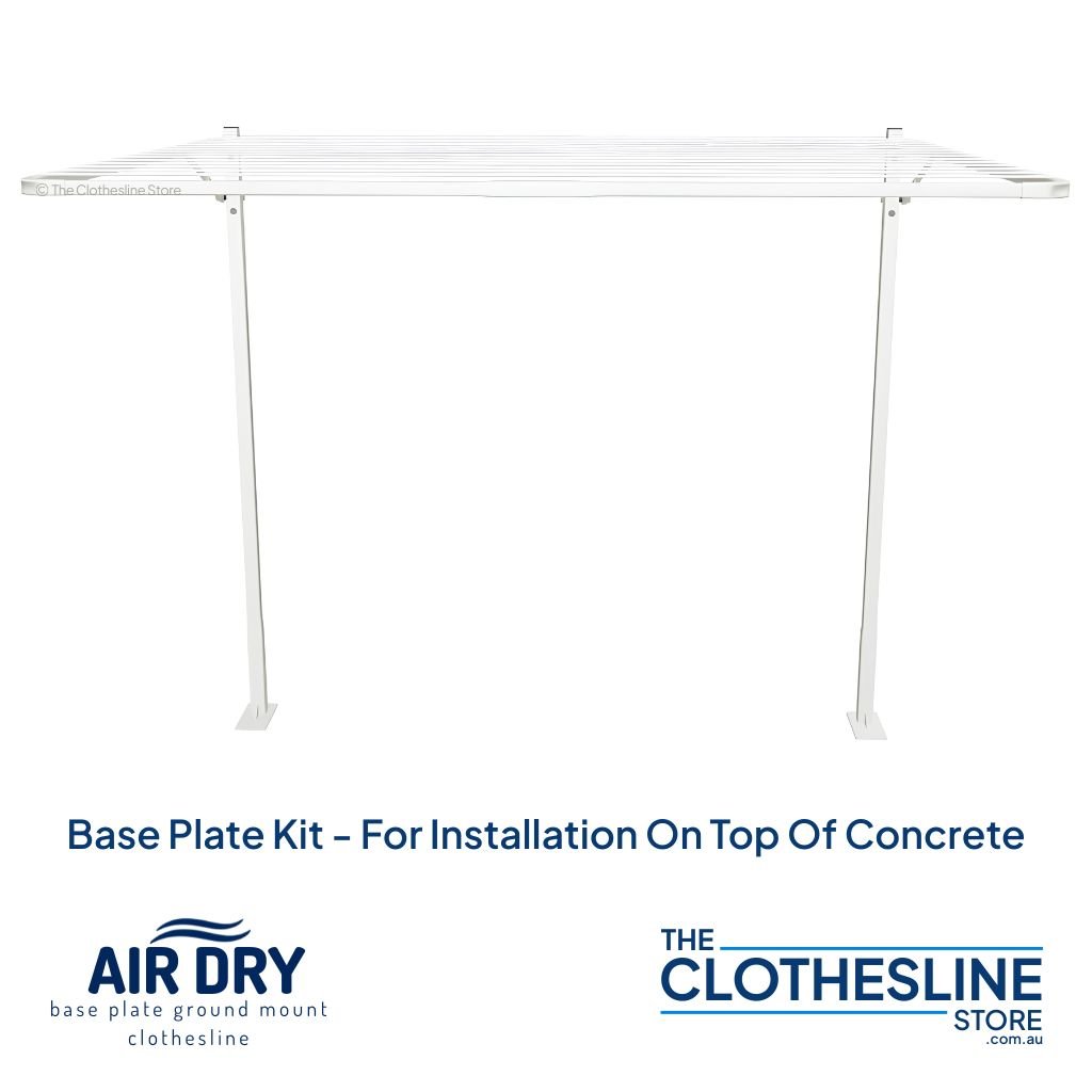 Air Dry Base Plate Kit for clothesline installation onto concrete. Product by The Clothesline Store.