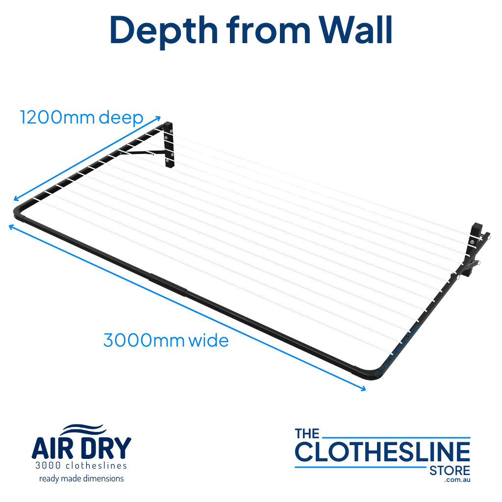 Air Dry Fold Down Clothesline 3000mm x 1200mm. Ready Made. Product by The Clothesline Store.