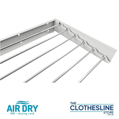 Close-up of the stainless steel rails on an Air Dry 100 drying rack.