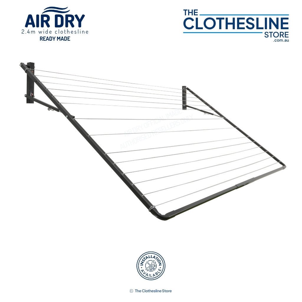 Air Dry 1.8m wide clothesline being closed against a white background.