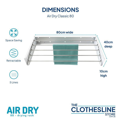 Air Dry 80 - Drying Rack Dimensions with a green towel