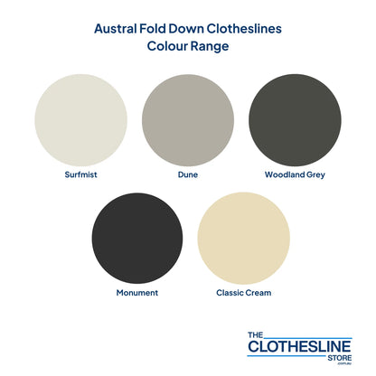Austral Folding Frame Colours - surfmist, classic cream, woodland, grey, dune, monument.