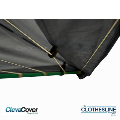 Close up of the covers, clips, attached to the second line of the clothesline.
