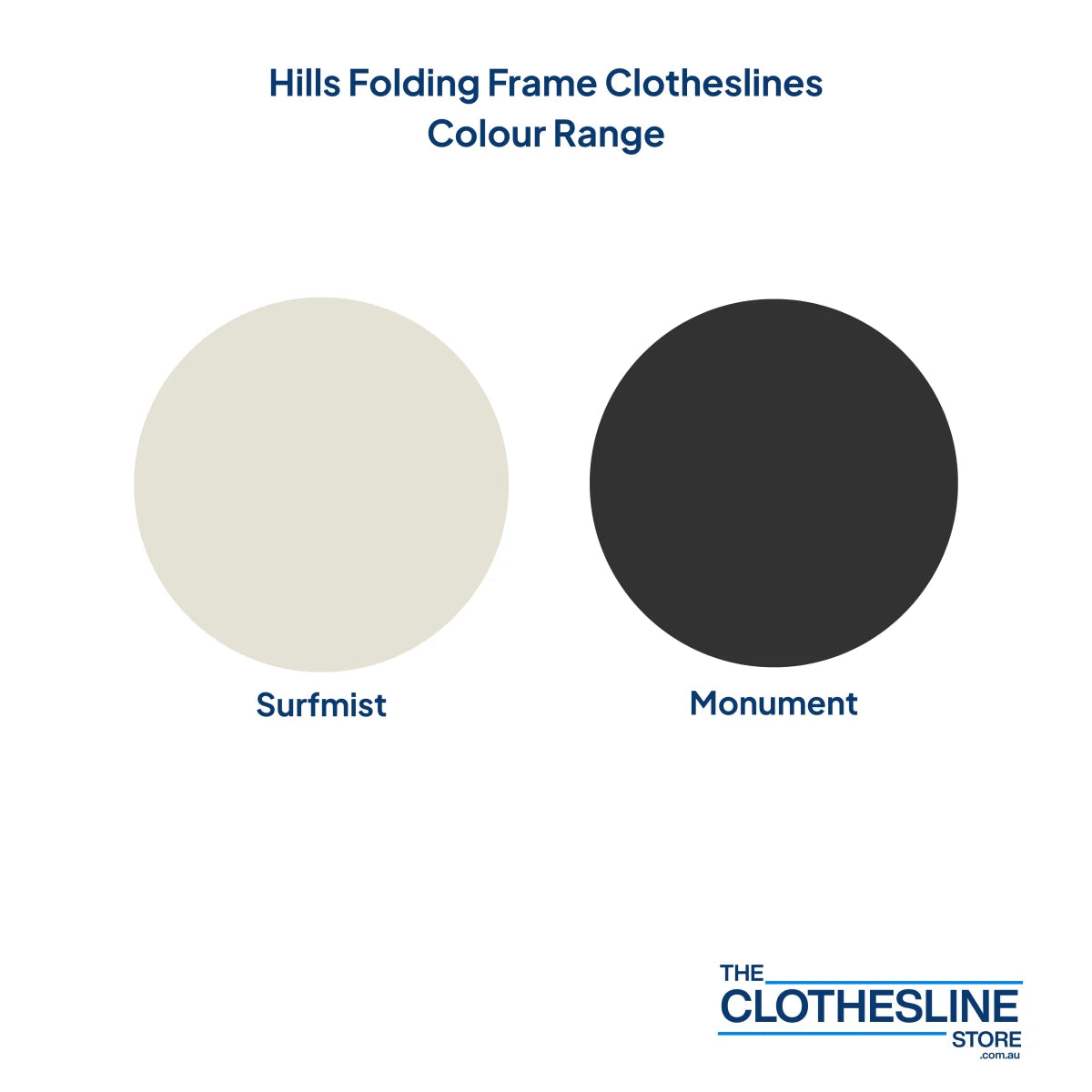 Hills Folding Frame Clothesline Colour Range Colorbond Sufrmist and Monument.