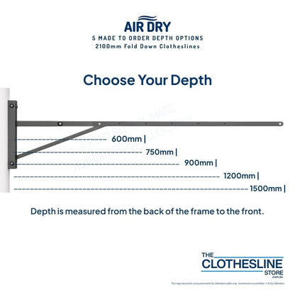 Air Dry Fold Down Clothesline Extended Showing Depth Options