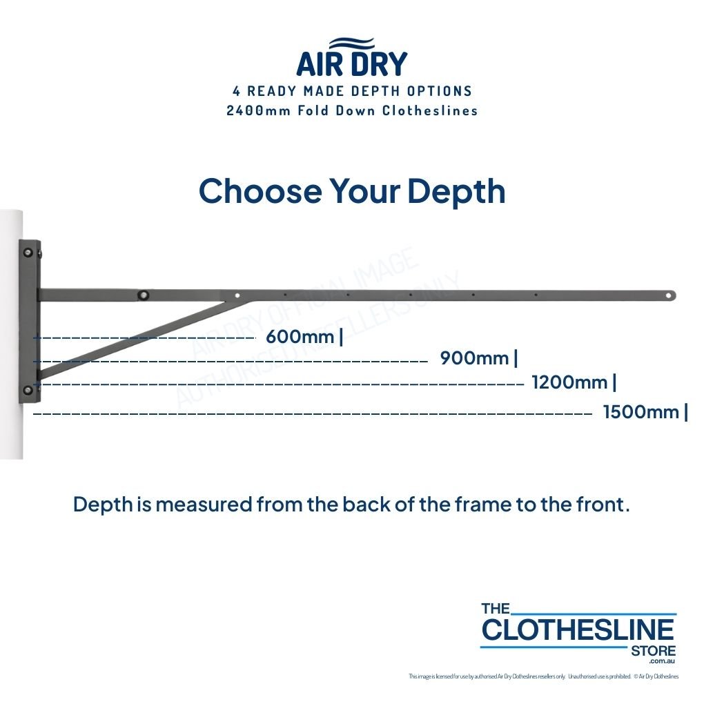 Air Dry Fold Down Clothesline Extended Showing Depth Options