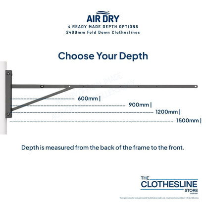 Air Dry Fold Down Clothesline Extended Showing Depth Options