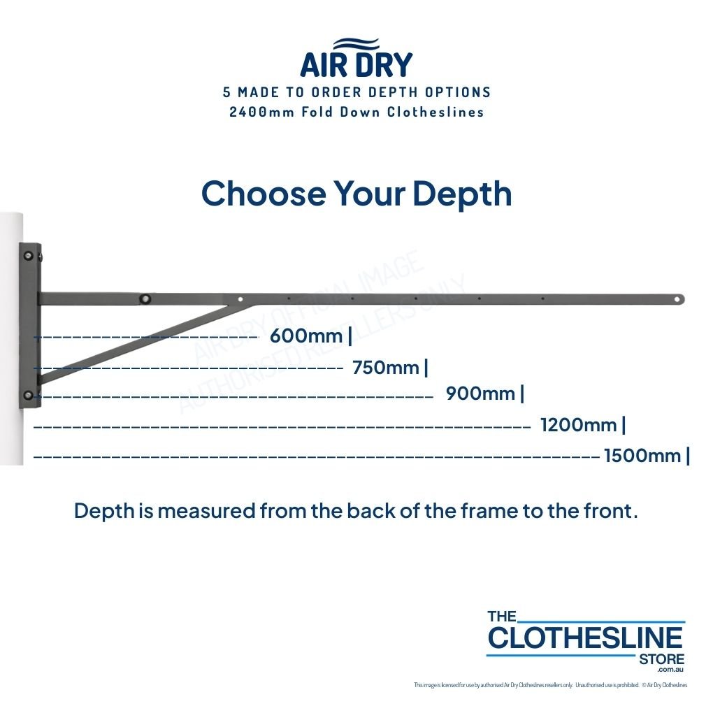 Air Dry Fold Down Clothesline Extended Showing Depth Options