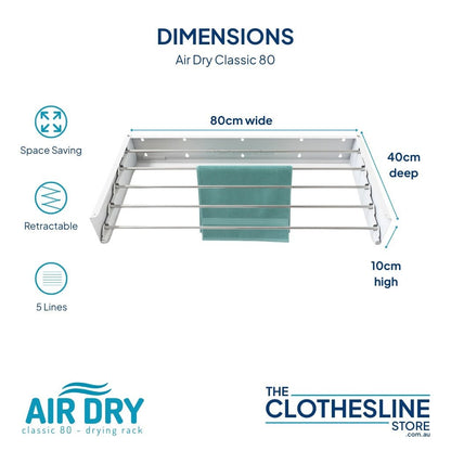 Air Dry Classic 80 Wall‑Mount Clothes Airer | Fold‑Down Drying Rack