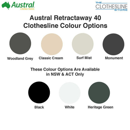 Austral Retractaway 40 Retracting Clothesline Colours