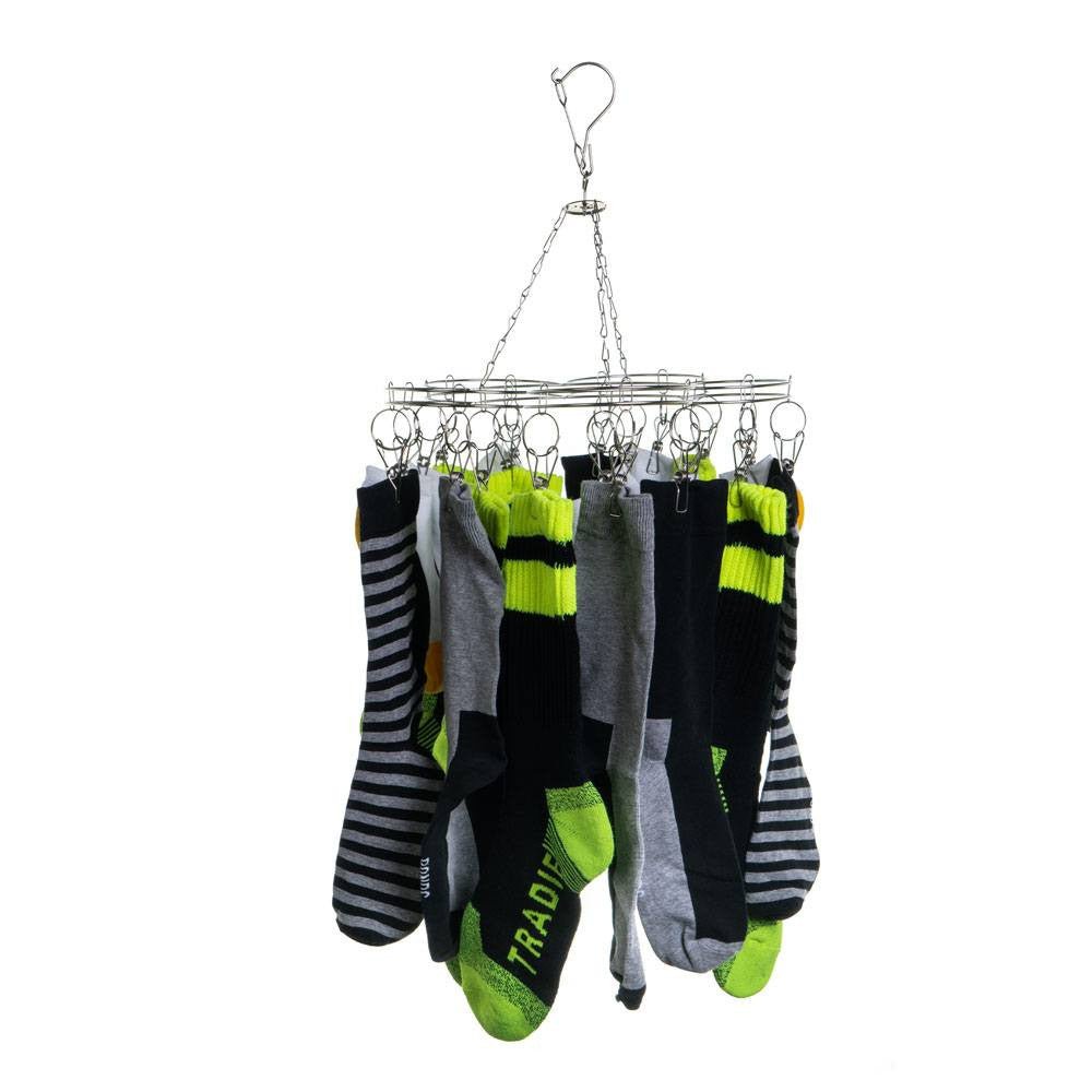 Flower Stainless Steel Sock Hanger With 20 x 316 Marine Grade Pegs with Socks