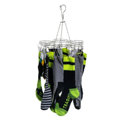 Flower Stainless Steel Sock Hanger With 20 x 316 Marine Grade Pegs with Socks