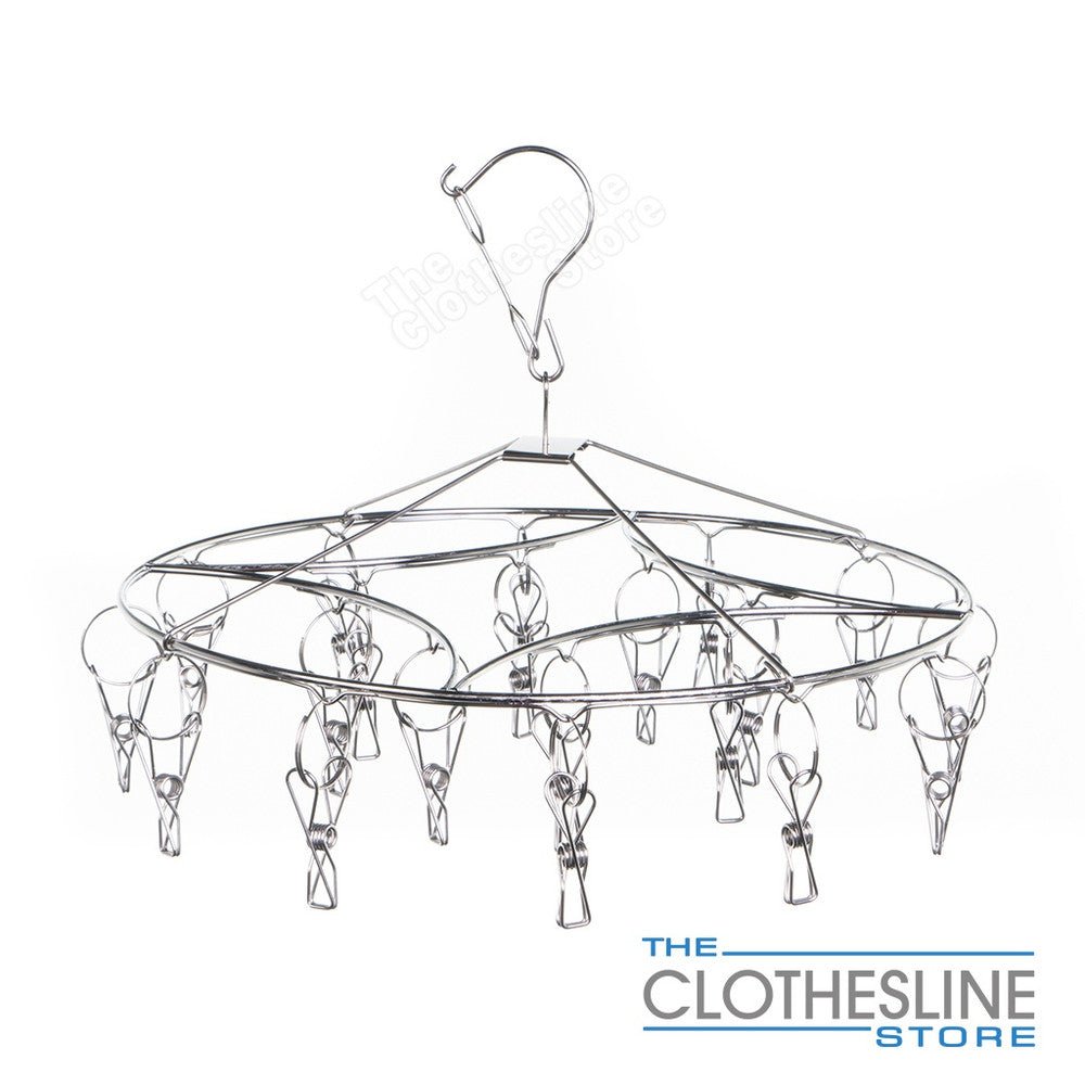 2 Pack Indoor Round Stainless Steel Hanger With 20 x 316 Marine Grade Pegs