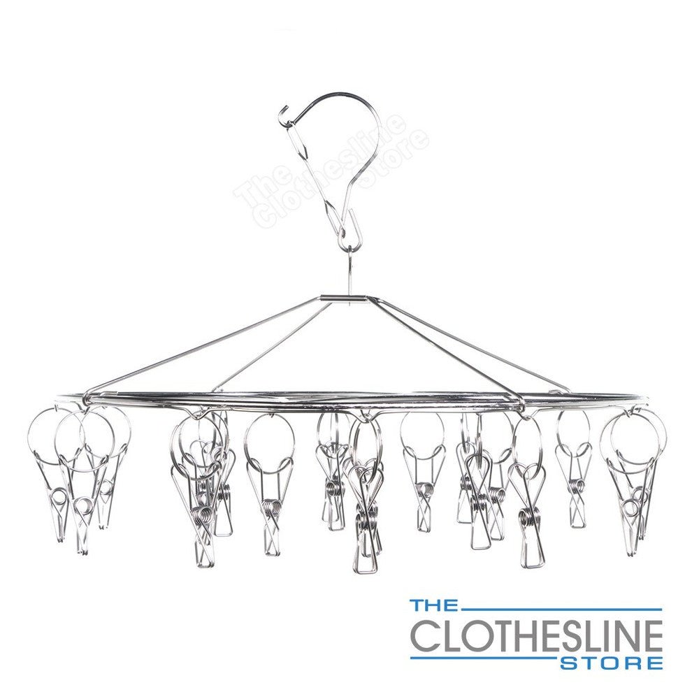 2 Pack Indoor Round Stainless Steel Hanger With 20 x 316 Marine Grade Pegs