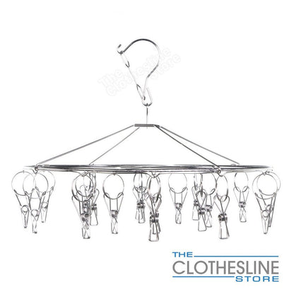 2 Pack Indoor Round Stainless Steel Hanger With 20 x 316 Marine Grade Pegs