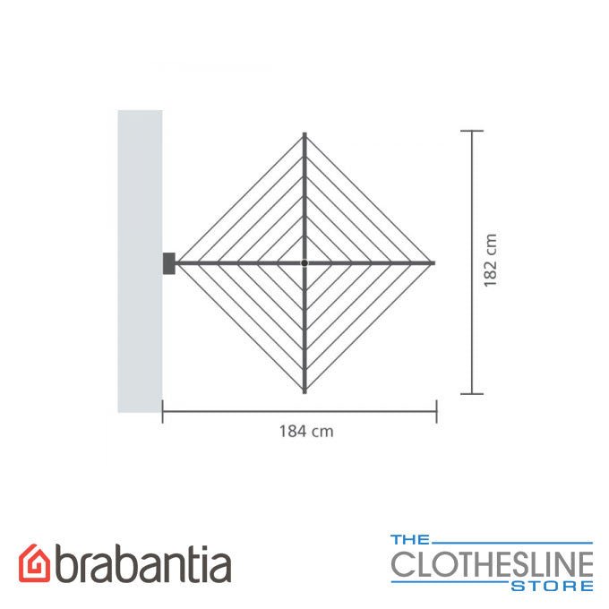Brabantia WallFix 2.4m Fold Away Clothesline  Dimensions